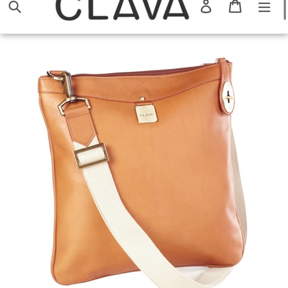 CLAVA Tan Leather Turnlock Cross Body bag - Picture 2 of 7